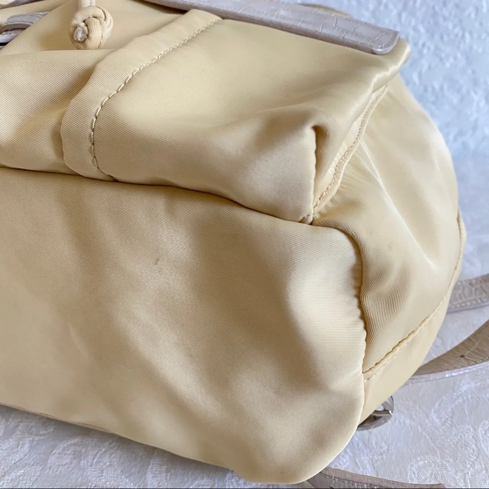 Tosca blu beige leather front pocket nylon backpack